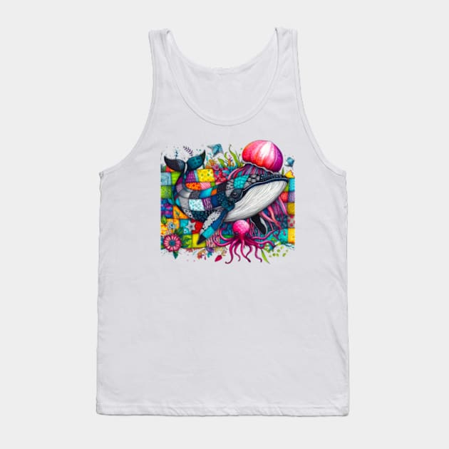 Patchwork whale Tank Top by Hadderstyle